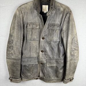 Vintage Mens Diesel Lamb Leather Jacket Biker Distressed Grey Size S (Flaw Read)